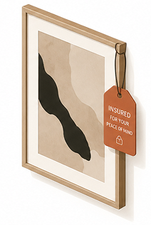 Framed art with tag